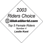 2003 WakeWorld Riders Choice Top Five Female Riders -- Number Four -- Leslie Kent
